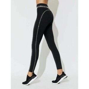 Adam Selman Sport Carbon38 Silver Crystal Racer Leggings NWOT Women's Sz Large